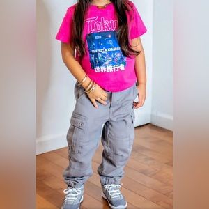 Fashion nova kids Mini Giving You Life Utility Pants - Grey size 6